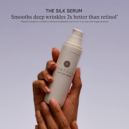 The Silk Serum Smooths deep wrinkles 2x better than retinol* *Results based on cranberry-derived biopeptide with an in-vivo test with image analysis.